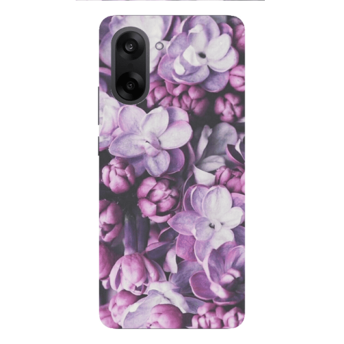 Oneplus Nord CE 5 Purple Flowers Transparent Silicone TPU Θήκη